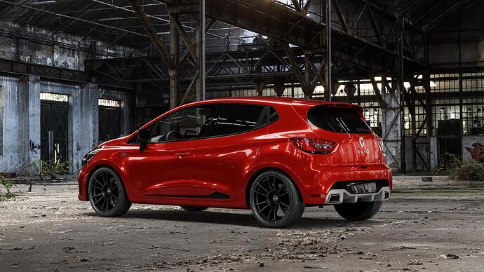 oz-racing-ultraleggera-matt-black-felge-mit-reifen-schwarz-schwarz-matt-in-18zoll-winterfelge-alufelge-auf-rotem-renault-clio-iv-sport-typ-r-mit-45mm-tieferlegung-old-industrial-hall-max5000mm-2022-heckansicht-1-1920