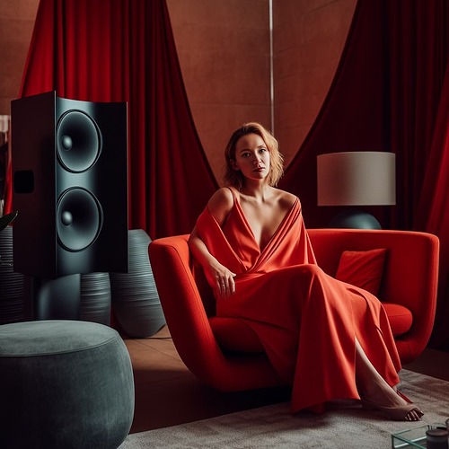 aspiens_actress_Emma_Laird_in_red_clothes_listens_to_music_on_l_bf60b4bd-31c2-4046-9140-cc894141e976