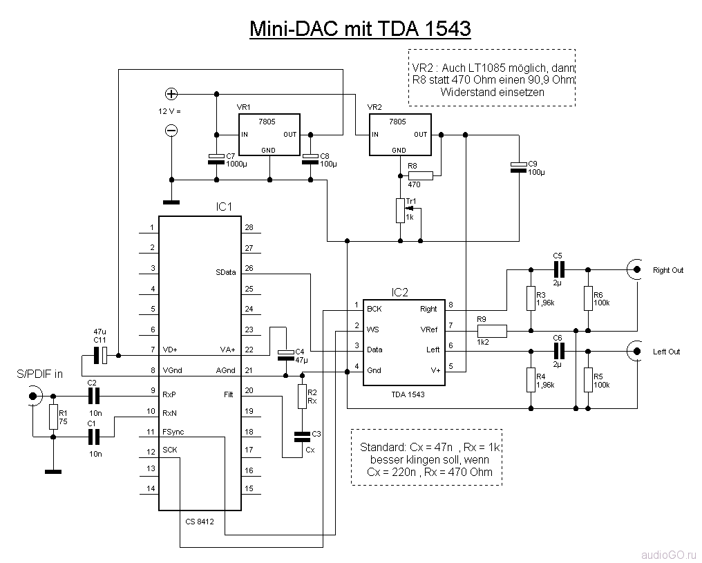 Tda1543 схема включения
